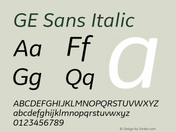 GE Sans Italic Version 1.000图片样张