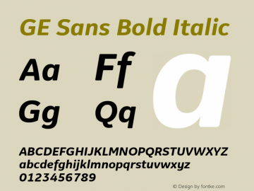 GE Sans BoldItalic Version 1.000图片样张