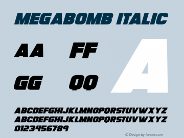Megabomb Italic Version 1.00 August 16, 2018, initial release图片样张