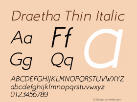 Draetha-ThinItalic Initial Release Version 1.000图片样张