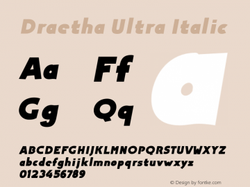 Draetha-UltraItalic Initial Release Version 1.000 Font Sample