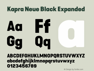 Kapra Neue Black Expanded Version 1.000;PS 001.000;hotconv 1.0.88;makeotf.lib2.5.64775 Font Sample