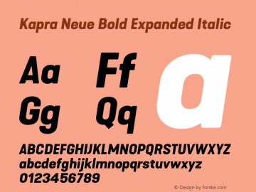 Kapra Neue Bold Expanded Italic Version 1.000;PS 001.000;hotconv 1.0.88;makeotf.lib2.5.64775图片样张