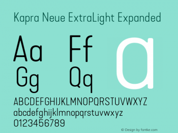 Kapra Neue ExtraLight Expanded Version 1.000;PS 001.000;hotconv 1.0.88;makeotf.lib2.5.64775 Font Sample