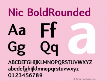 Nic BoldRounded Version 1.004;PS 001.004;hotconv 1.0.88;makeotf.lib2.5.64775 Font Sample