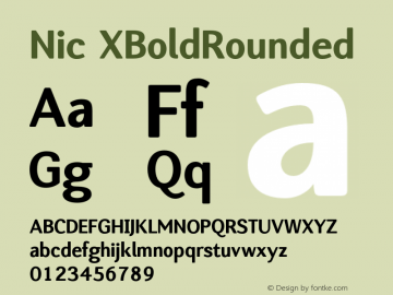 Nic XBoldRounded Version 1.004;PS 001.004;hotconv 1.0.88;makeotf.lib2.5.64775 Font Sample