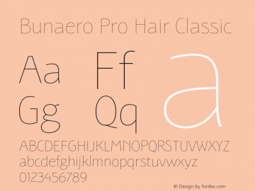 BunaeroPro-HairCl Version 1.106 Font Sample