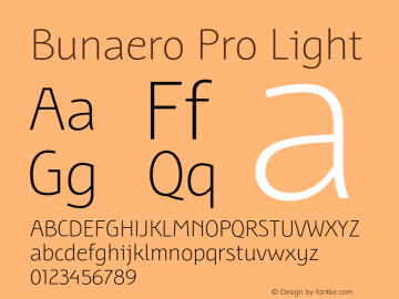 BunaeroPro-Light Version 1.115 Font Sample