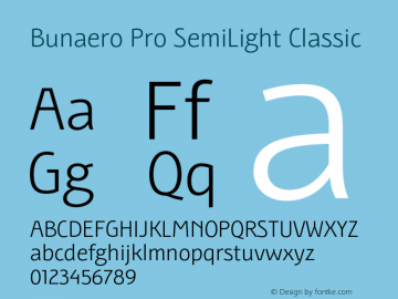 BunaeroPro-SemiLightCl Version 1.106 Font Sample