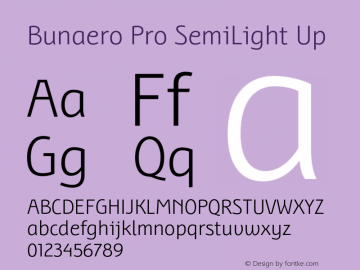 BunaeroPro-SemiLightUp Version 1.105 Font Sample