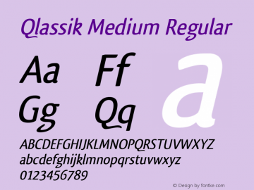 Qlassik Medium Version 1.101;PS 001.001;hotconv 1.0.38 Font Sample