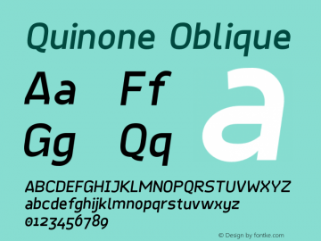Quinone Oblique Version 001.000 Font Sample