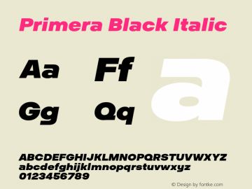 Primera-BlackItalic Version 1.000 Font Sample