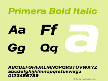 Primera-BoldItalic Version 1.000 Font Sample