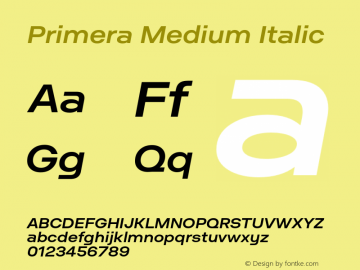 Primera-MediumItalic Version 1.000 Font Sample