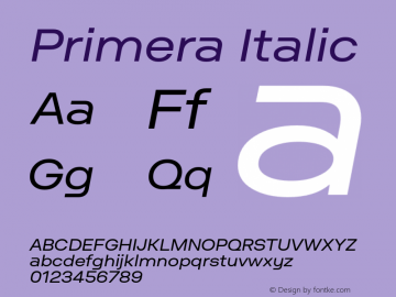 Primera-Italic Version 1.000 Font Sample