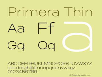 Primera-Thin Version 1.000 Font Sample