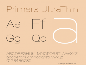 Primera-UltraThin Version 1.000 Font Sample