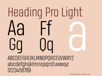 Heading Pro Light Version 1.001 Font Sample