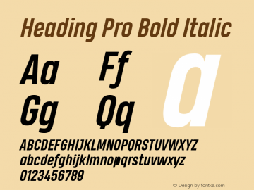Heading Pro Bold Italic Version 1.001 Font Sample
