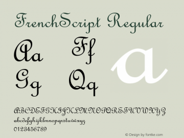 FrenchScript Regular Version 1.00 Font Sample