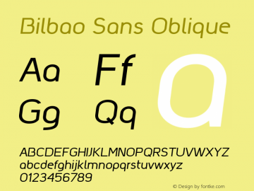 Bilbao Sans Oblique Version 1.03图片样张