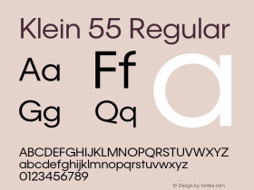 Klein 55 Regular Regular Version 1.001;PS 001.001;hotconv 1.0.72;makeotf.lib2.5.5900图片样张