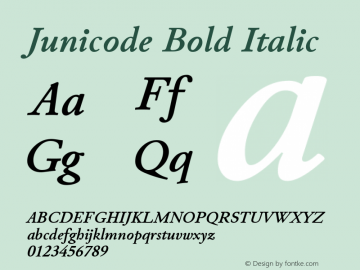 Junicode Bold Italic Version 1.000;PS 1.001;hotconv 16.6.54;makeotf.lib2.5.65590; ttfautohint (v1.6)图片样张