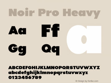 Noir Pro Heavy Version 1.000;PS 001.000;hotconv 1.0.70;makeotf.lib2.5.58329 Font Sample