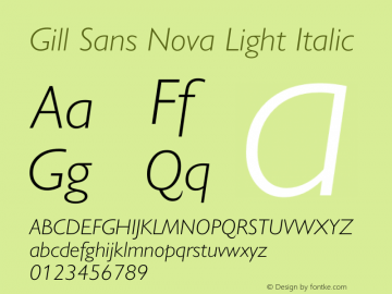 Gill Sans Nova Light Italic Version 1.00图片样张