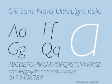 Gill Sans Nova UltraLight It Version 1.00图片样张