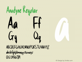 Anodyne Version 1.00 August 16, 2018, initial release Font Sample