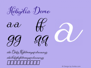 Hebydia Demo Version 1.00;August 13, 2018;FontCreator 11.5.0.2427 32-bit图片样张