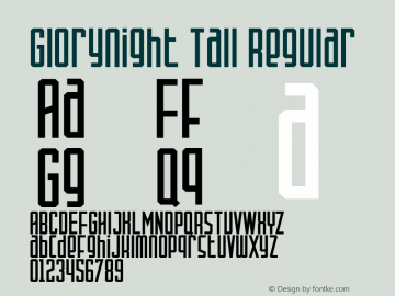 Glorynight Tall  Font Sample