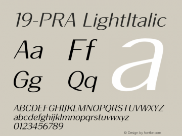19-PRA LightItalic Version 1.00;July 27, 2018;FontCreator 11.5.0.2427 64-bit Font Sample