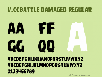 v_CCBattle Damaged  Font Sample