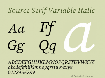 Source Serif Variable Italic Version 1.001;hotconv 1.0.108;makeotfexe 2.5.65593图片样张