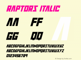 Raptors Italic Version 1.00 August 24, 2018, initial release图片样张