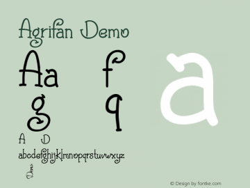 Agrifan Demo Version 1.00;August 25, 2018;FontCreator 11.5.0.2427 32-bit Font Sample