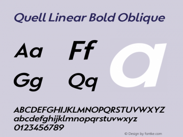 Quell Linear Bold Oblique Version 1.000;PS 001.000;hotconv 1.0.88;makeotf.lib2.5.64775图片样张