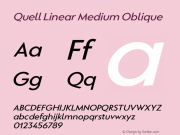 Quell Linear Medium Oblique Version 1.000;PS 001.000;hotconv 1.0.88;makeotf.lib2.5.64775 Font Sample