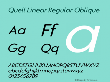 Quell Linear Regular Oblique Version 1.000;PS 001.000;hotconv 1.0.88;makeotf.lib2.5.64775 Font Sample