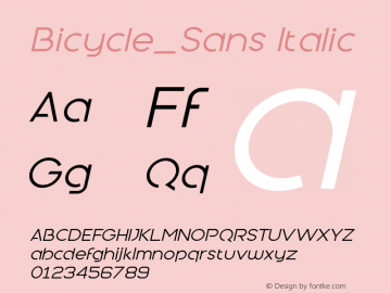 BicycleSans-Italic 1.00 Font Sample