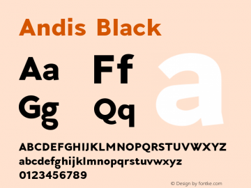 Andis Black Version 2.000 Font Sample