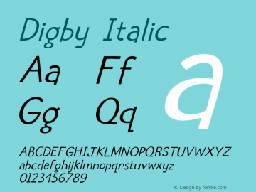 Digby-Italic Version 1.0 2015 | wf-rip DC20170705 Font Sample