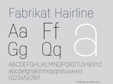 Fabrikat Hairline Version 2.000 Font Sample