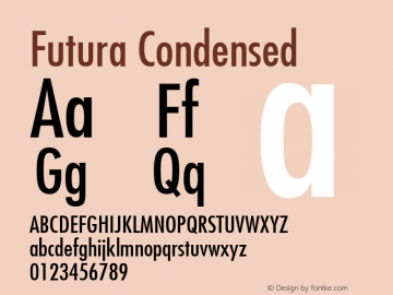 Futura Condensed Macromedia Fontographer 4.1.2 28‐11‐2000 Font Sample