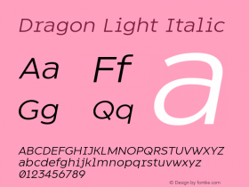 Dragon Light Italic Version 1.0图片样张