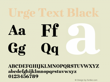 UrgeText-Black Version 1.001;PS 001.001;hotconv 1.0.56 Font Sample