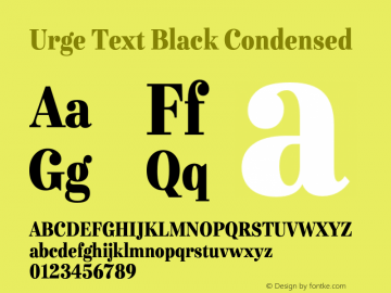 UrgeText-BlackCondensed Version 1.001;PS 001.001;hotconv 1.0.56 Font Sample